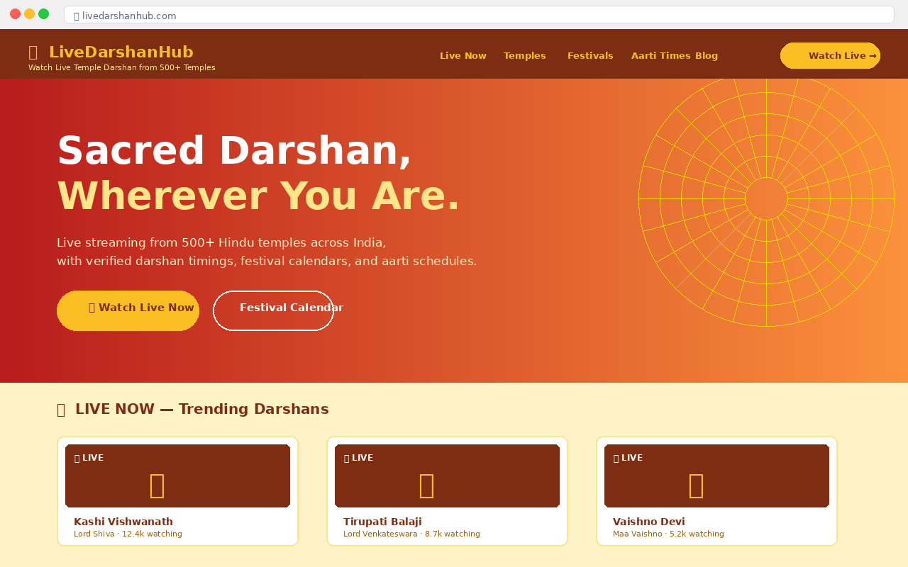 LiveDarshanHub website preview