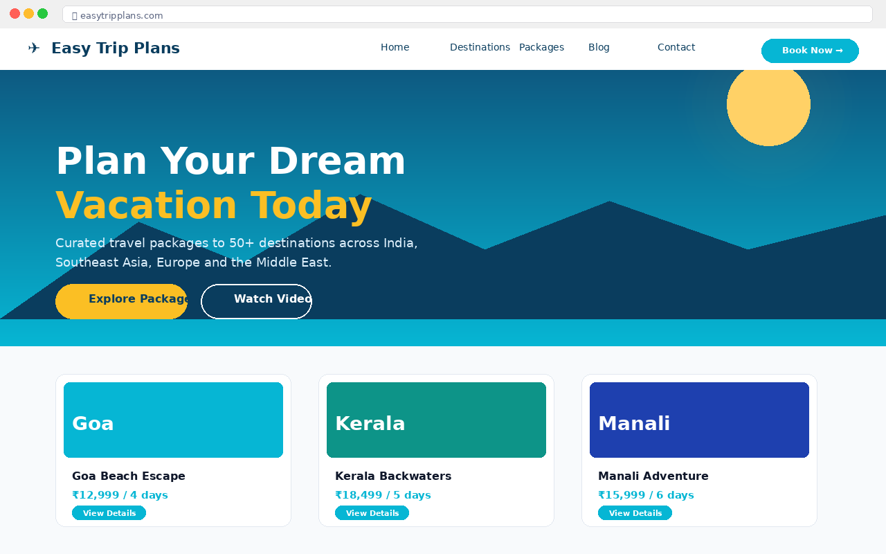 Easy Trip Plans website preview