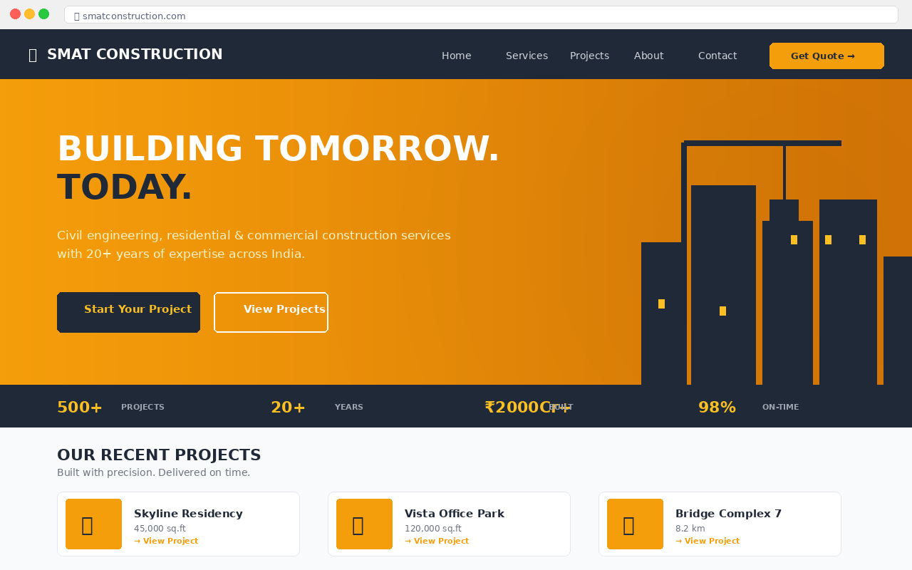 SMAT Construction website preview